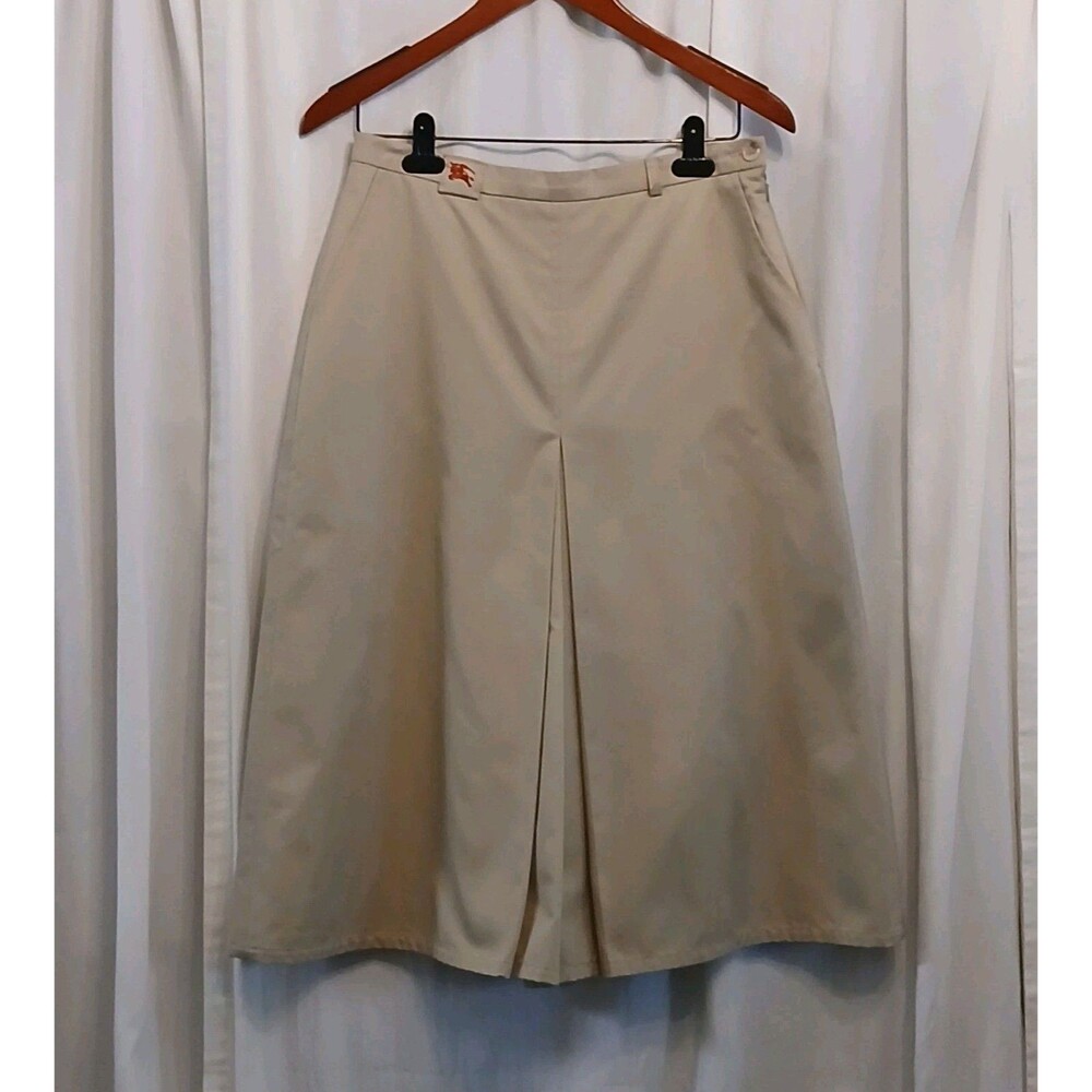 Vtg Burberry's Khaki Lined Culotte Skirt sz 14 Classic Old Money Runs Small